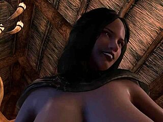 Serana's big tits bounce while riding cock in skyrim