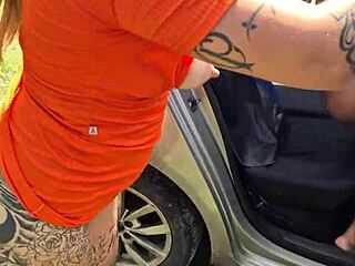 group of friends stop car on road to fuck hot ones in grass