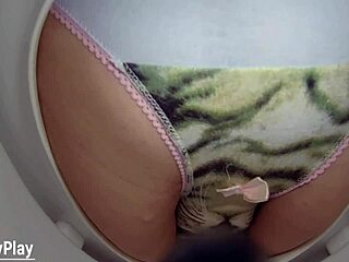 man, caught piss dripping in panties on toilet cam