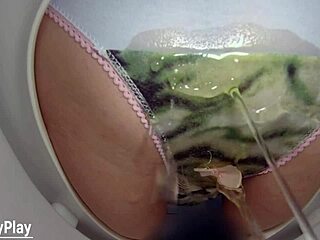 man, caught piss dripping in panties on toilet cam