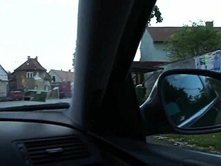 Taxi ride turns wild for curly-haired babe in open fields