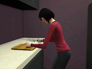 Japanese stepmom catches stepson masturbating. She gets horny and fucks him.