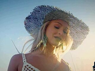 Petite blonde model emma hix poses amazing ass outdoor for playboy