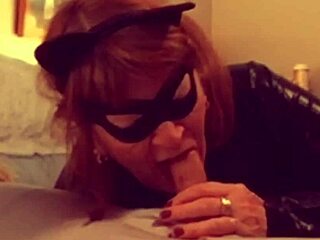Catgranny Blows Batman In Cosplay Costume