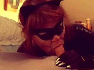 Catgranny Blows Batman In Cosplay Costume