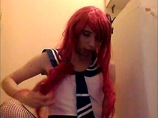 Solo trap jerks off and swallows cum!