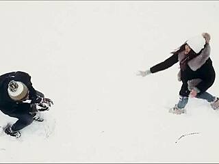 couple licks ass and pussy after snow play 😍