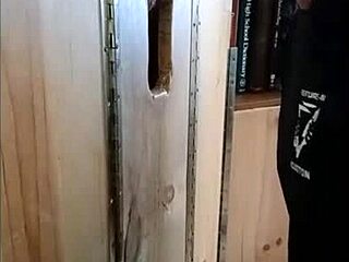 Straight guy with big dick gets it hard at the Gloryhole