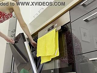 Petite Wife Teases Cock in Kitchen!