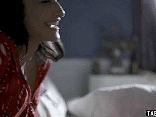 Santa sneaks a quick session with petite teen beauty at boss's home.