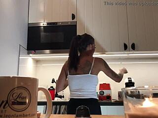 Perfect Pokies On The Kitchen Cam Braless Sylvia And Her Amazing Nipples