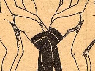 Detailed Erotic Alphabet Featuring Vintage Anime Characters In Retro Style