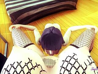 Boruto Naruto Hentai 3D: Himawari and Hinata cunnilingus with squirting action