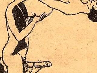 Detailed Erotic Alphabet Featuring Vintage Anime Characters In Retro Style