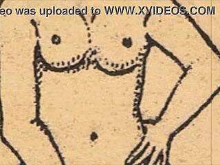 Detailed Erotic Alphabet Featuring Vintage Anime Characters In Retro Style