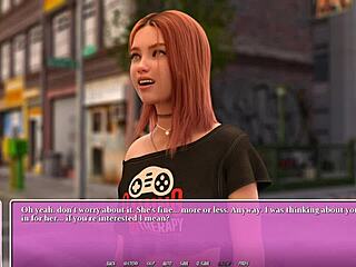 summer in the city with petite redhead enjoying ramen