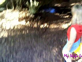 At the picnic area, luna bent over for my monster cock, sucking and assfucking until cum on tits.