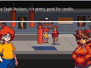 Muscular hentai girl sucks cock after gym training