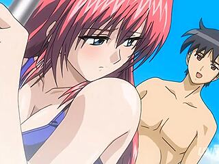 Demi-frère et demi-sœur hentai presque surpris en train de baiser fort près de la piscine