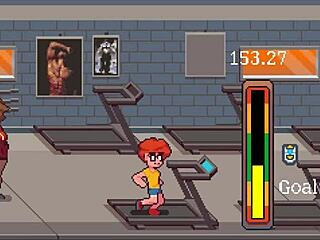 Muscular hentai girl sucks cock after gym training