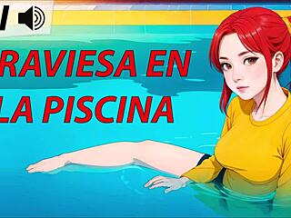 Naughty Hentai JOI with Footjob by Pool in Spanish Voice