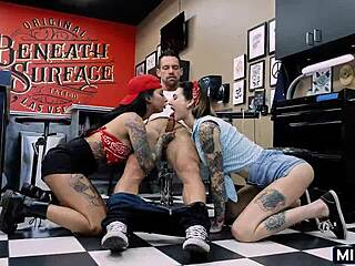 In this story, bad milfs with tattoos give intense blowjobs to cougars.