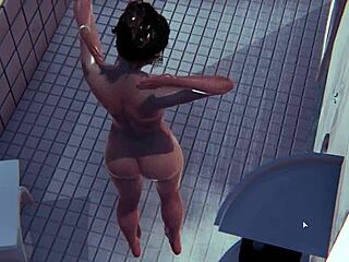 Big tits bouncing in steamy shower scene