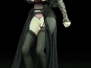 In this 3d cartoon hentai, a weak sound accompanies nude dance in tik tok style mmd pure dance