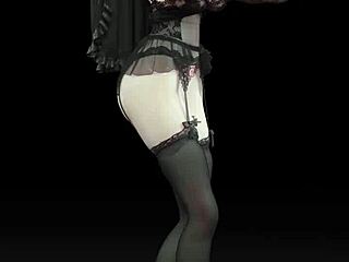 In this 3d cartoon hentai, a weak sound accompanies nude dance in tik tok style mmd pure dance