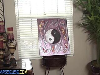 teasing beauty massages customer at pool