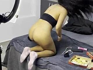 two latina lesbians experience first cock sucking