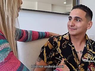 Hey, how did this hot milf handle two young guys in her first threesome?