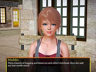 Anime blonde explores small tits in homemade game