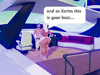 Hijab Arab beauty with big assets screwed on a boat