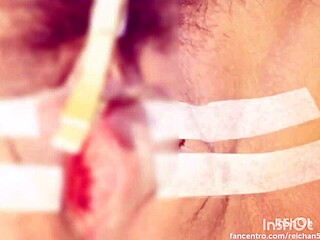 Bound Gay Sucking and Pinching Clit in Wild BDSM Session