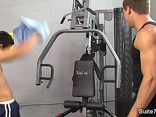 steamy gay action with hard fucking in gym