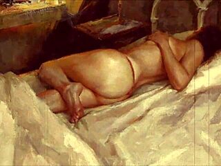 Vintage Erotic Illustration with Retro Anime Hentai Style