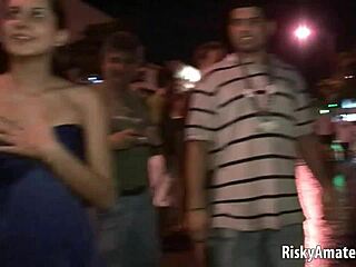 these naked sexy amateurs are wild on the street at party time! 😍