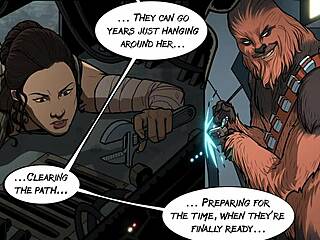 Rey, uh, totally gives in to her Wookie master in wild bondage, ya know?