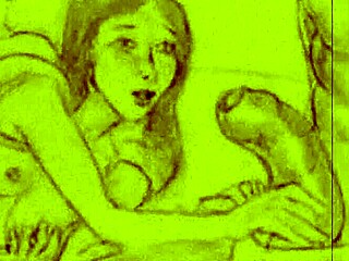 Vintage Erotic Illustration with Retro Anime Hentai Style