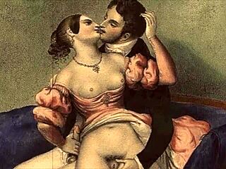 Vintage Erotic Illustration with Retro Anime Hentai Style