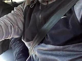 Blonde European Teases Bulge In Traffic Car