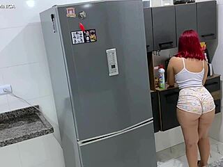 she pretends to be a maid for a gay prostitute fetish, with her huge ass on display.