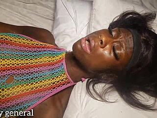 Please, not too deep, I beg as skinny black girl takes it