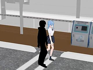 Anime lesbians use vibrator for intense scissoring action