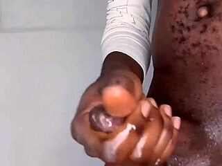 Ninja man teases with masturbation and cum