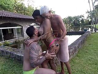 Latina Wife in Wild Swingers Group at Year-End Party. Sneaking Off for Jungle Action!