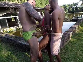 Latina Wife in Wild Swingers Group at Year-End Party. Sneaking Off for Jungle Action!