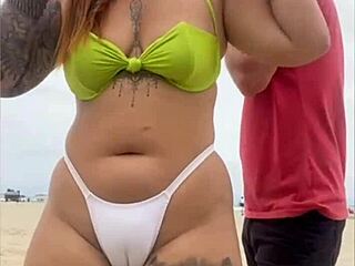 Hey, the cheese vendor couldn’t stop staring at my pussy on the beach! 😜