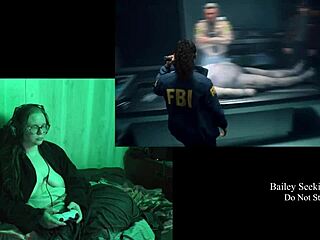 Naked playthrough of Alan Wake 2, part 2, featuring BBW character with big tits and glasses